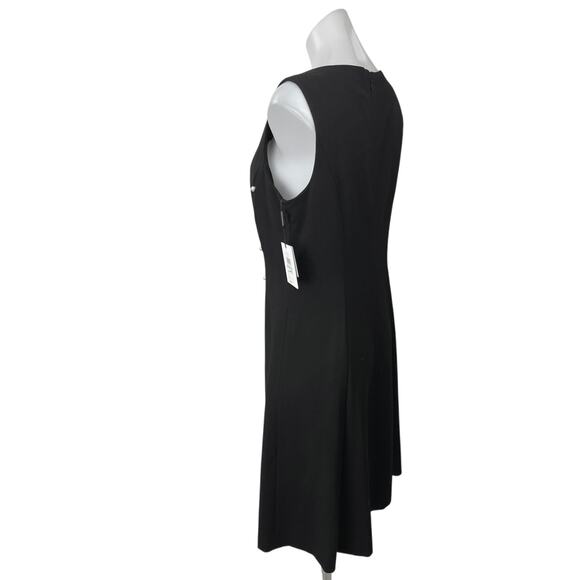 NEW Calvin Klein Black Pearl Button Sleeveless Knee Length Pencil Sheath Dress 8 - Picture 2 of 6